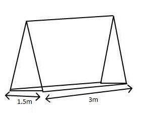 Syrus is buying a tent with the dimensions shown below. The volume inside the tent is 4.5\text{ m}^3