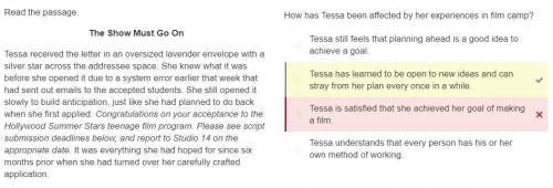 How has Tessa been affected by her experiences in film camp? Please help thank you

Tessa still feel