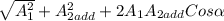 \sqrt{A^{2} _{1} }  + A^{2} _{2add} + 2A_{1}A_{2add}  Cos\alpha