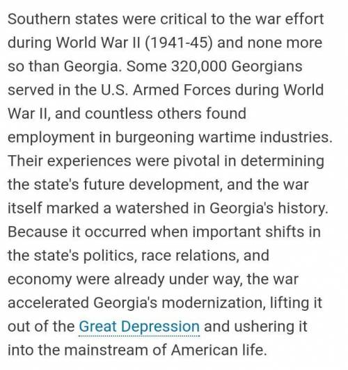 Explain how the military operations from World War I and World War II effected Georgia.