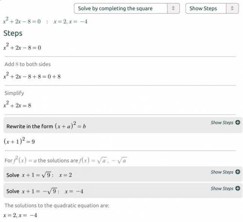 X^2+2x-8=0 complete the square