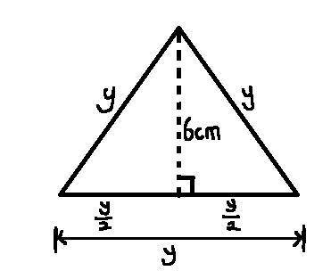 An equilateral triangle has a height of 6 centimeters. What is the exact length of one of the sides
