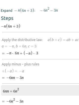 Simplify the product 
-n(6n+3) 
Please do Step-by-Step