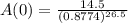 A(0) = \frac{14.5}{(0.8774)^{26.5}}