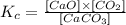 K_c=\frac{[CaO]\times [CO_2]}{[CaCO_3]}