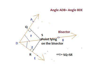 If a point is on the bisector of an angle, then it is:  a.equidistant from the two sides of the angl