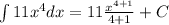 \int 11x^{4}dx=11 \frac{x^{4+1}}{4+1}+C