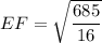 EF=\sqrt{\dfrac{685}{16}}