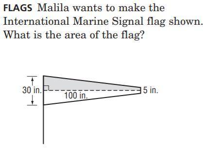 Malila wants to make the International Marine Signal flag shown. What is the area of the flag?  inch