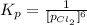 K_p=\frac{1}{[p_{Cl_2}]^6}