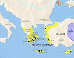 Which region on the map indicates the area where minoan culture develope on the island of crete