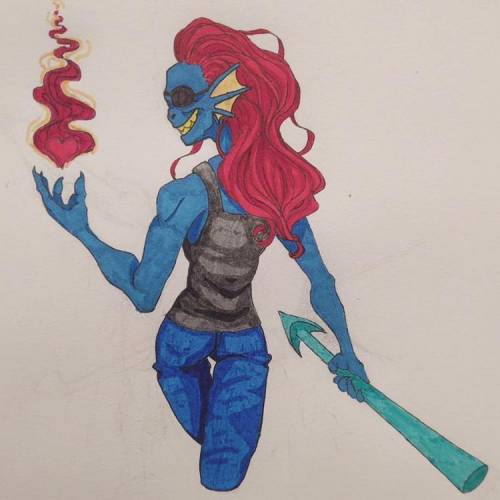Draw Undyne from undertale with a Mohawk or A buzz cut send art asap and draw it your self don't add