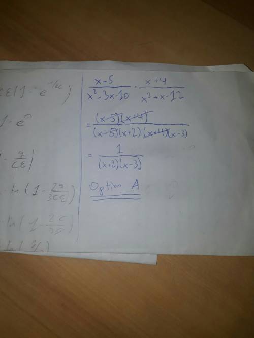 *algebra  asap* what is the simplified form of x-5/x2-3x-10 * x+4/x2+x-12 a.) 1/(x-3(x+4) b.)1/(x-3)