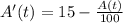 A'(t) = 15 - \frac{A(t)}{100}