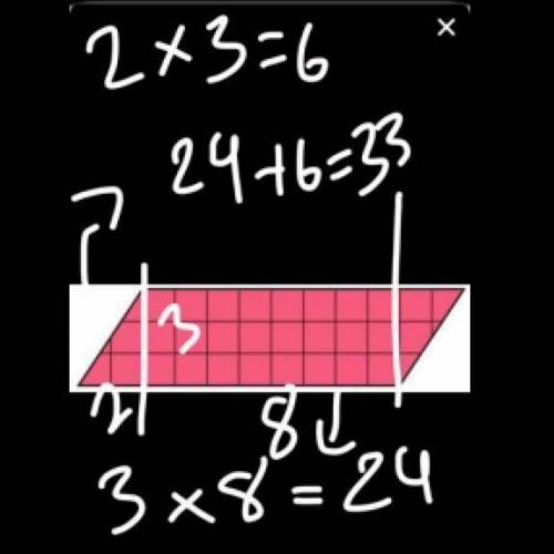 What is the area of the parallelogram below?

20 square units
30 square units
26 square units
33 squ