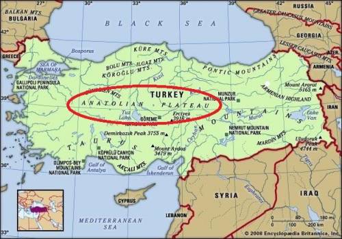 Where is the anatolian plateau located on a map?  ( load a map and circle exactly where)