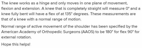 PLEASE HELP

Describe examples of the normal range of motion for two different joints (choose from k