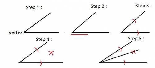 What are the steps for constructing the bisector of an angle using only a compass and a straightedge