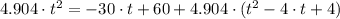 4.904\cdot t^{2} = -30\cdot t + 60 +4.904\cdot (t^{2}-4\cdot t +4)