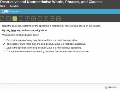 Read the sentence. Determine if the appositive is restrictive or nonrestrictive based on punctuation