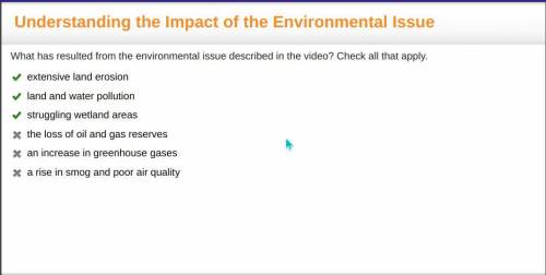 pls hurry!! 100 points! What has resulted from the environmental issue described in the video? Check