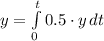 y = \int\limits^t_0 {0.5 \cdot y} \, dt