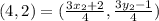 (4,2) = (\frac{3x_2+2}{4}, \frac{3y_2 - 1}{4})
