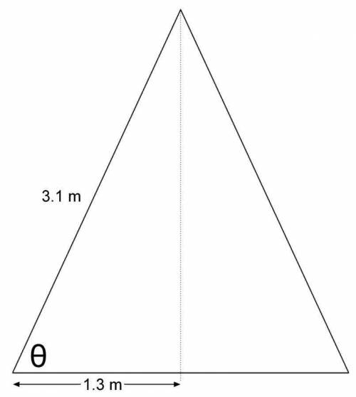 Calculate the size of angle ø. An isosceles triangle. Answer in degrees to the nearest integer.