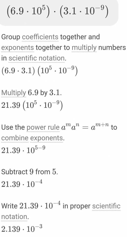 (6.9x10^5)x(3.1x10^-9) write answer in scientific notation, thank you!