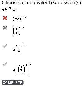 Choose all equivalent expression(s). ab^-3x=