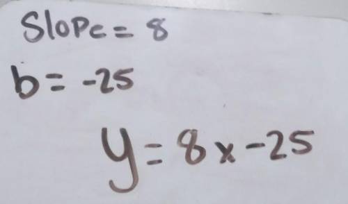 Complete the equation of the line through (3, -1) and (4, 7)