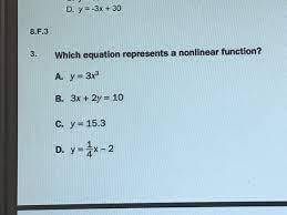 Which equation represents a nonlinear function? y=−85x+19.4 y = − − 8 5 x + 19.4 y=−12x2−7 y = − − 1