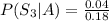 P(S_3|A) = \frac{0.04}{0.18}
