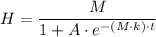 H = \dfrac{M}{1 + A\cdot e^{-(M\cdot k) \cdot t}}