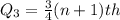 Q_3 = \frac{3}{4}(n + 1)th