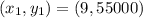 (x_1,y_1) = (9,55000)\\