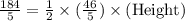\frac{184}{5}= \frac{1}{2}\times (\frac{46}{5})\times (\text{Height})