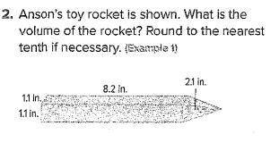 Anson's toy rocket is shown. What is the volume of the rocket? Round to the nearest tenth if necessa