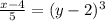 \frac{x -4}{5}= (y - 2)^3