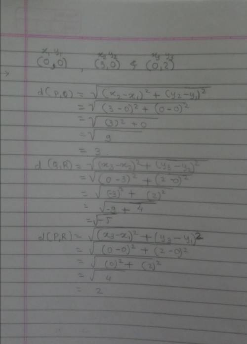 Find the area of the triangle whose vertices are (0,0), (3,0)& (0,2)??? please help :)​