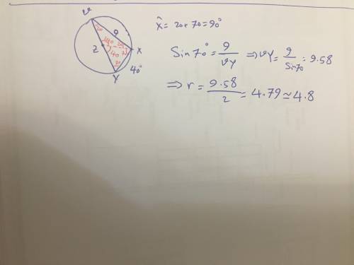 Find the radius of the circle. Please show work, thank you