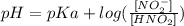 pH=pKa+log(\frac{[NO_2^-]}{[HNO_2]} )
