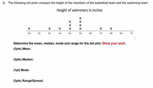 ⦁ The following dot plots compare the height of the members of the basketball team and the swimming