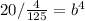 20/\frac{4}{125} = b^4
