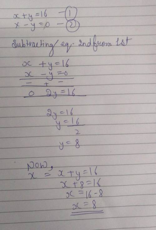 (a) x + y = 16x - y = 0plz help me , its easy​