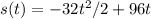 s(t) = -32t^2/2 +96t