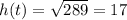 h(t) =  \sqrt{289}  = 17