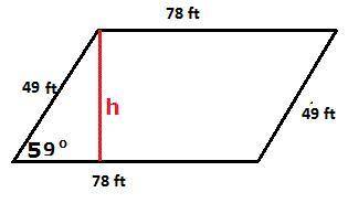 Two sides of a parallelogram are 49 feet and 78 feet. The measure of the angle

between these sides
