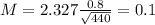 M = 2.327\frac{0.8}{\sqrt{440}} = 0.1