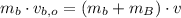 m_{b}\cdot v_{b,o} = (m_{b}+m_{B})\cdot v